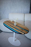 Журнальний столик із дерева та епоксидної смоли овальний 108,5x52,5 см (2240036)