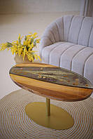 Журнальний столик із дерева та епоксидної смоли овальний 90x50 см (2240039)