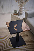 Журнальний столик з дерева та епоксидної смоли квадратний 50х50 см (2240044)