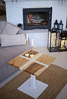 Журнальний столик з дерева та епоксидної смоли квадратний 50x50 см (2240045)