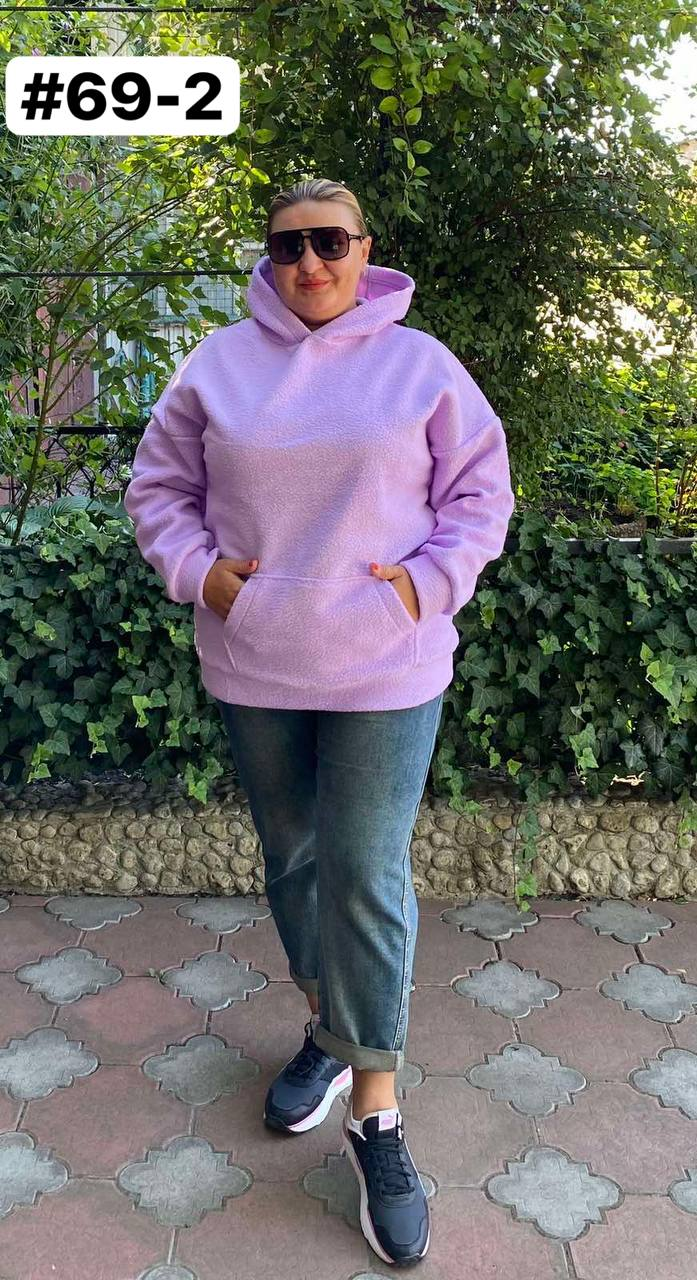 Подовжена худi тринитка шерпа з начосом ОVERSIZE (один р-р: 50-58) 69-2 осінь-зима. вир-во Україна., фото 1