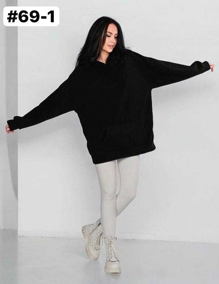 Подовжена худi тринитка шерпа з начосом ОVERSIZE (один р-р: 50-58) 69-1 осінь-зима. вир-во Україна., фото 1
