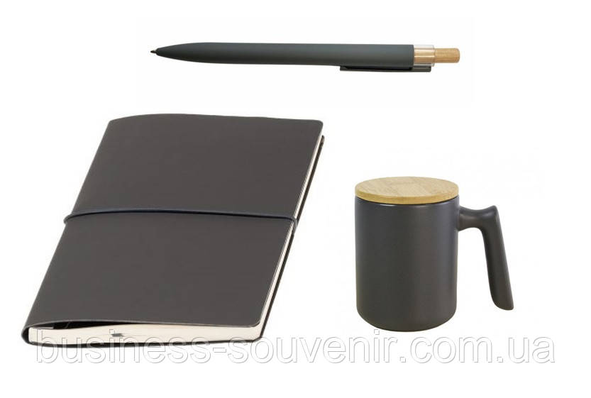 Набір корпоративний з логотипом: записна книжка, ручка, термокружка — бізнес-сувенір, подарунковий набір для компаній, фото 1