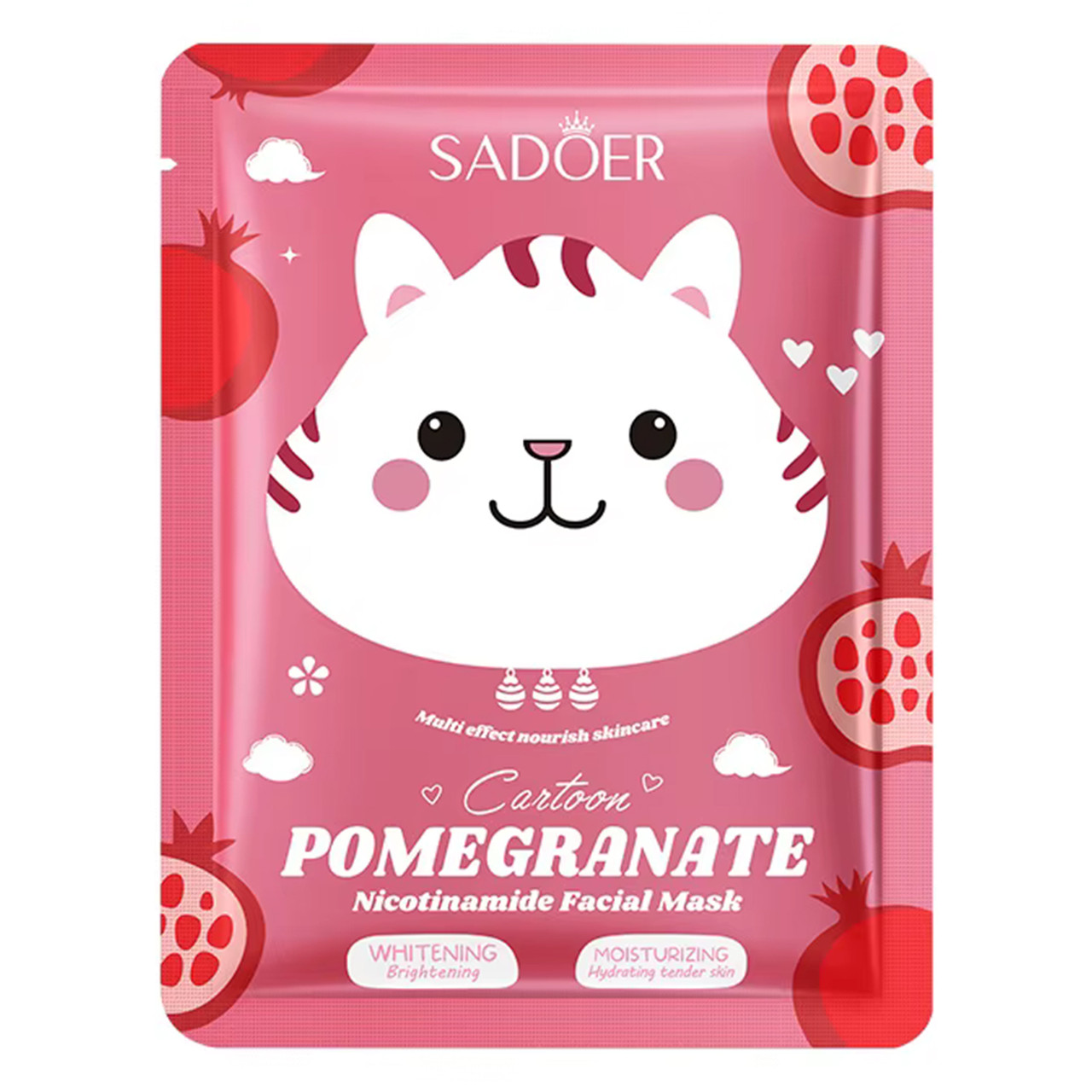 Тканинна маска для обличчя SADOER Cartoon Pomegranate Nicotinamide освітлювальна 25 г, фото 1