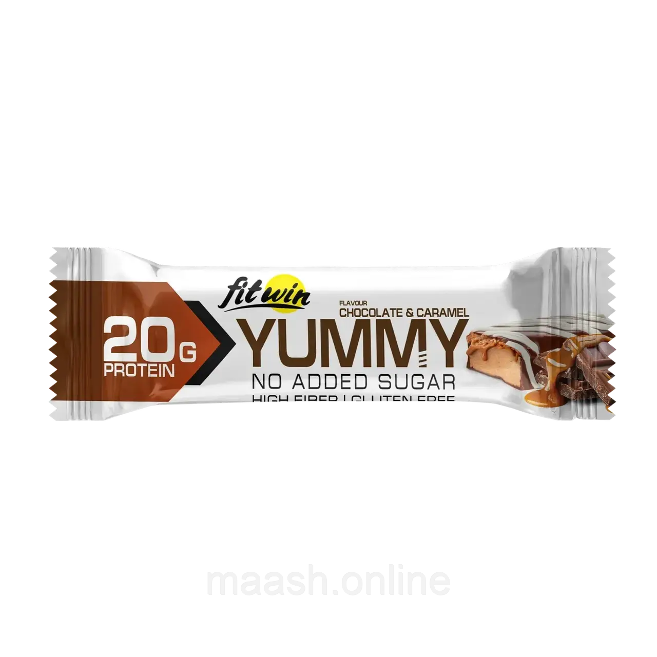 Протеїновий батончик YummY Bar Карамель і шоколад без цукру 36,6% FitWin, 55г, фото 1