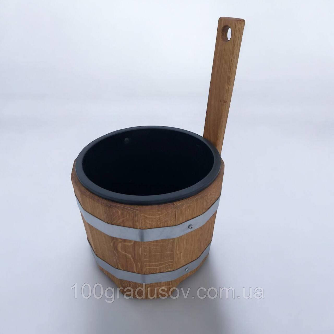 Шайка для лазні з пластиковою вставкою (5л)