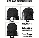 Парик длинные черные ровные волосы 101 см имитация кожи головы термоволокно, фото 7