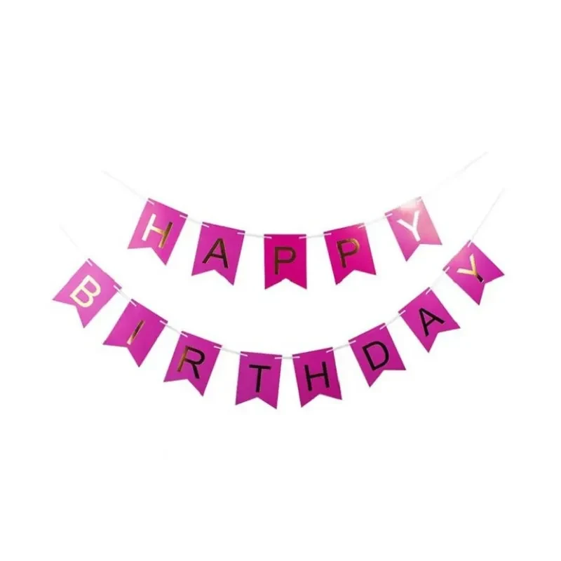 Гірлянда прапорці "Happy Bitthday" №871051 малинова, фото 1