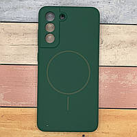 Чехол для Samsung Galaxy S25 микрофибра, Soft touch. Silicone Cover Lakshmi with MagFit. Зеленый матовый