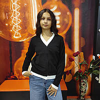 Кардиган жіночий трикотаж подвійний гудзики 42/44 чорно-білий