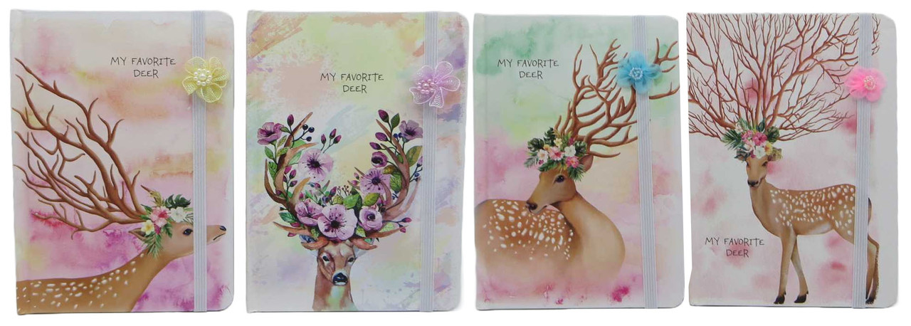 Блокнот на гумці А5 КНР 80 кольорових листів з малюнками = №1049 (30127) "Олень" (тверда обкладинка), фото 1
