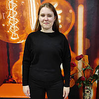 Светр жіночий модал віскоза рукав реглан з гудзиками 44/46 чорний