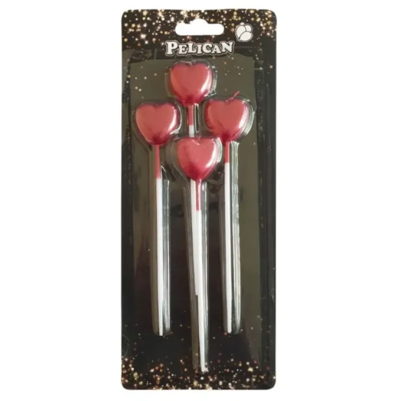 Свічки для торта Pelikan "Серце" 4 штуки рожеві №868604, фото 1
