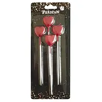 Свічки для торта Pelikan "Серце" 4 штуки рожеві №868604