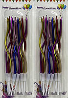Свічки для торта КНР "Спіральні 16см" 12 штук різнокольорові №378-1-MX