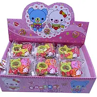 Гумки (ластики) декоративні "Кільце,серце,квітка" 3 штуки №2244 для дівчаток у струнному пакеті