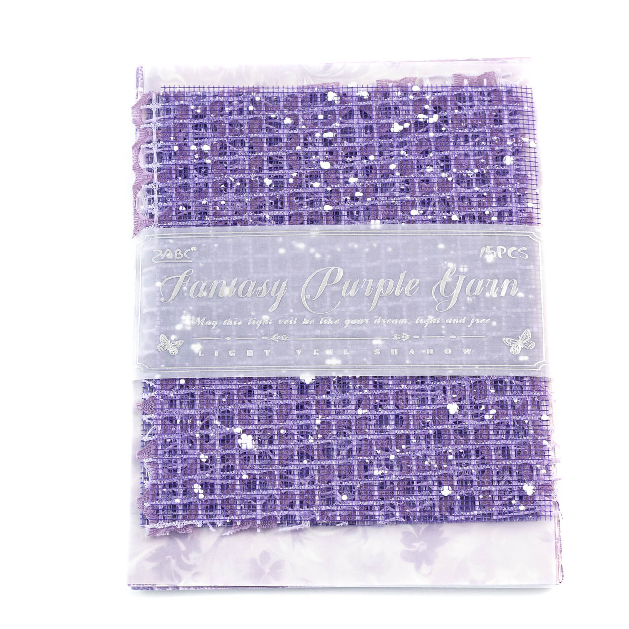 Набір паперу та сітки для створення відкриток Фіолетова пряжа 15 шт KRK021, фото 1