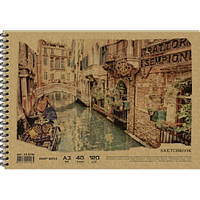 Альбом для малювання на спіралі А3 40листів (120г/м.кв.) К.Офорт №AR3740 (крафтова обкладинка)