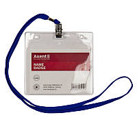 Бейдж (ідентифікатор) горизонтальний на шнурку Axent №4504 прозорий 80*100