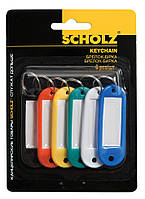 Брелоки на ключ Scholz 6 штук кольорові 50*22 №4401 на блістері