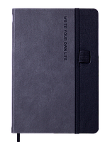 Блокнот на гумці А5 BM 96 листів без ліній №295010-09 (72355) "Record" (шкірзамова обкладинка) сірий