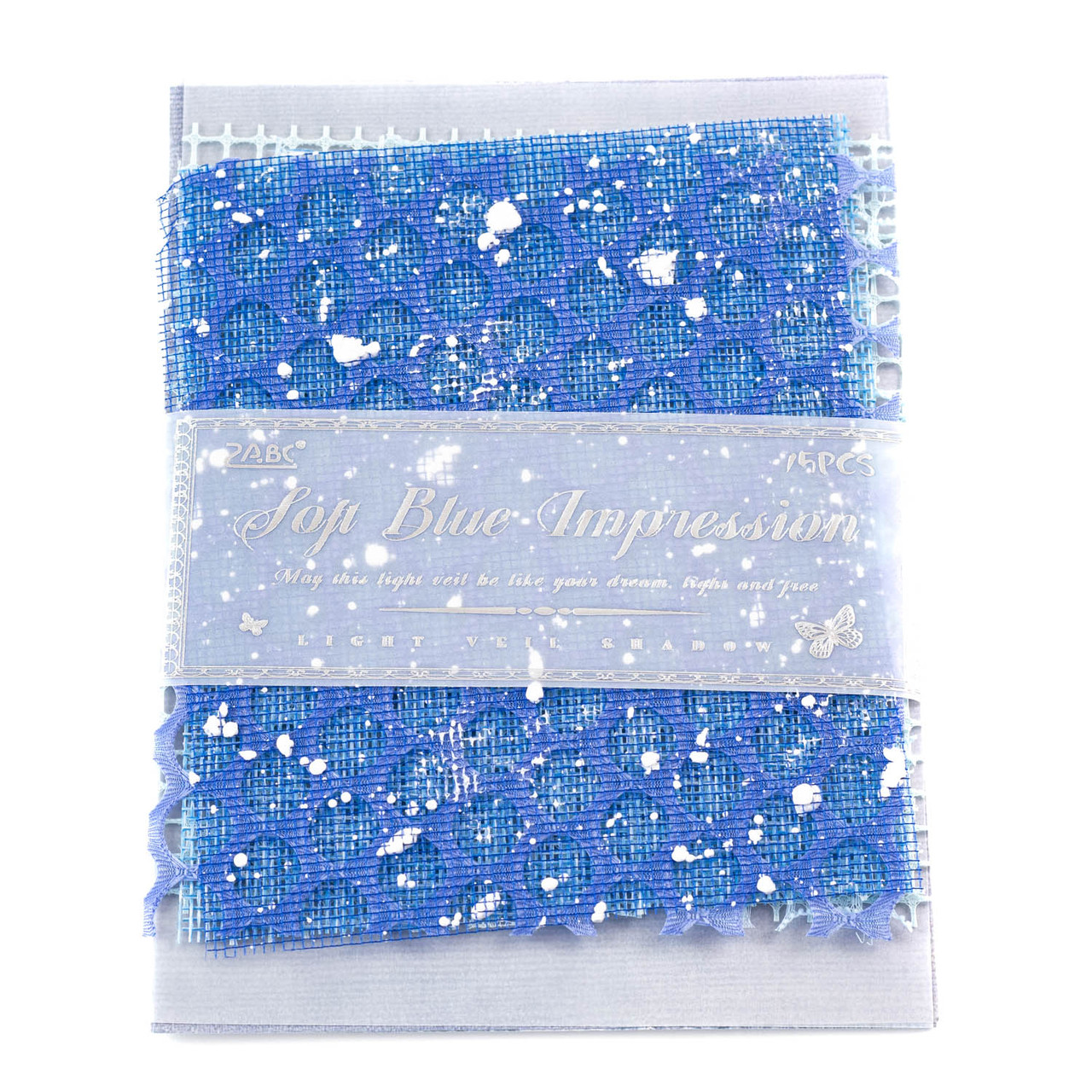 Набір паперу та сітки для створення відкриток Мякий блакитний відтінок 15 шт KRK022, фото 1