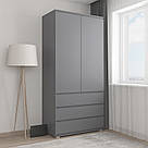 Шафа 100 см дводверна з Ламінованого ДСП Шафи в спальню з 3 висувними шухлядами та 4 закритими полицями, фото 9