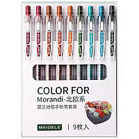 Набір ручок гелевих автоматичних Maidele №9009D "Morandi. Norten Europe" 9 пастельних кол. у пл. ф.