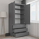 Шафа 100 см дводверна з Ламінованого ДСП Шафи в спальню з 3 висувними шухлядами та 4 закритими полицями, фото 10