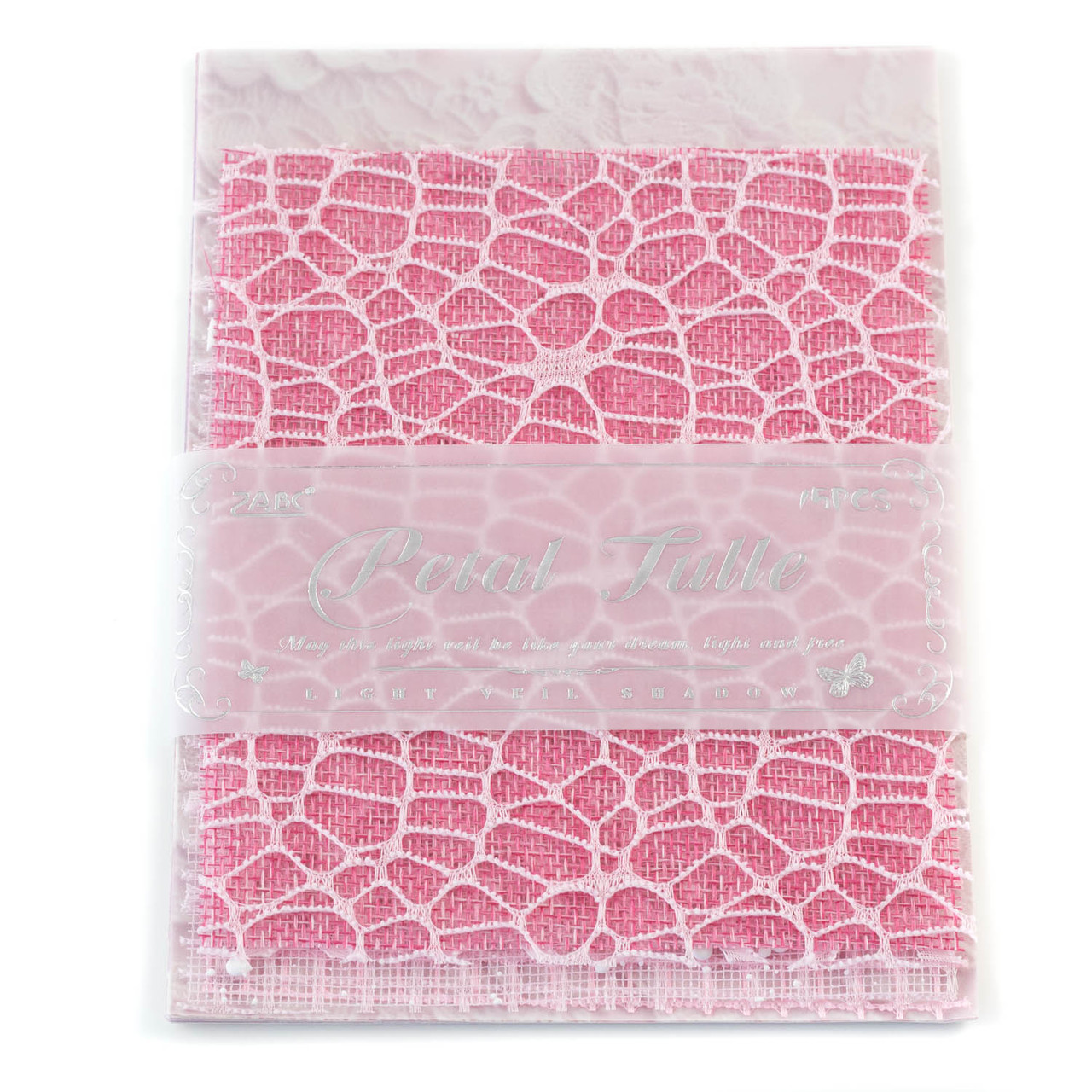 Набір паперу та сітки для створення відкриток Рожева тюль 15 шт KRK023, фото 1