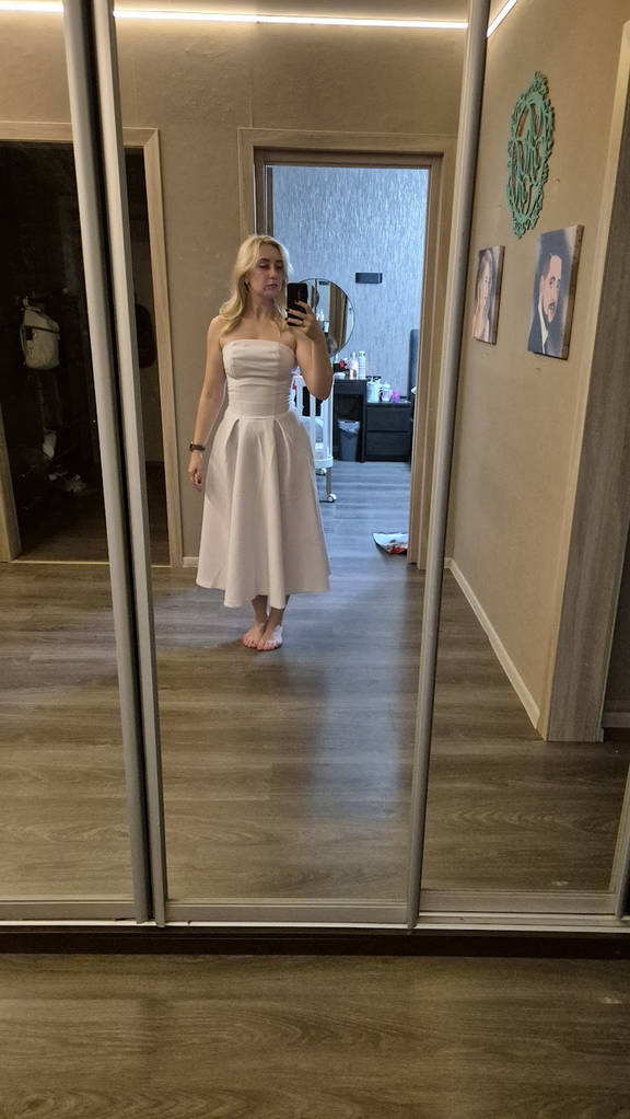 Жіноче міді сукня бюстьє з відкритою спиною та розкльошеною спідницею (р. 42-48) 33PL6080 - фото покупців 1