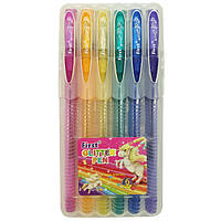 Набір ручок гелевих JO №9838 "Unicorn" (1,0) з блиском 6 кольорів у пластиковому футлярі