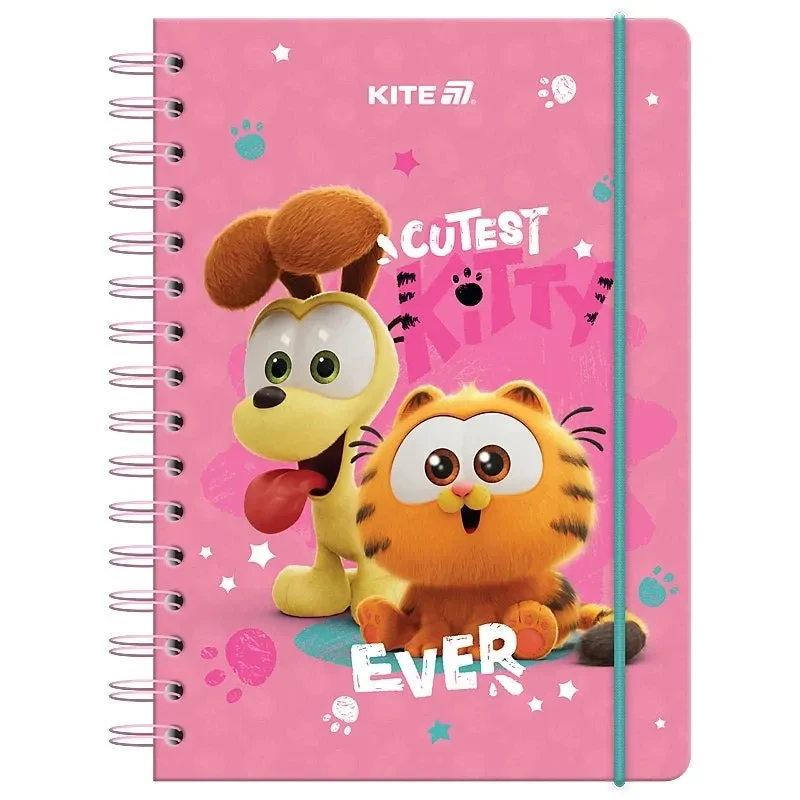 Планер н/д  дитячий на спіралі з гумкою Kite №25-438 (53112) "Garfield" (тверда картонна обкладинка), фото 1