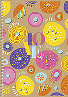 Блокнот на спіралі А5 Ш. "Крафт" 96листів без ліній №6114 (11006) (картонна крафтова обкладинка з ви