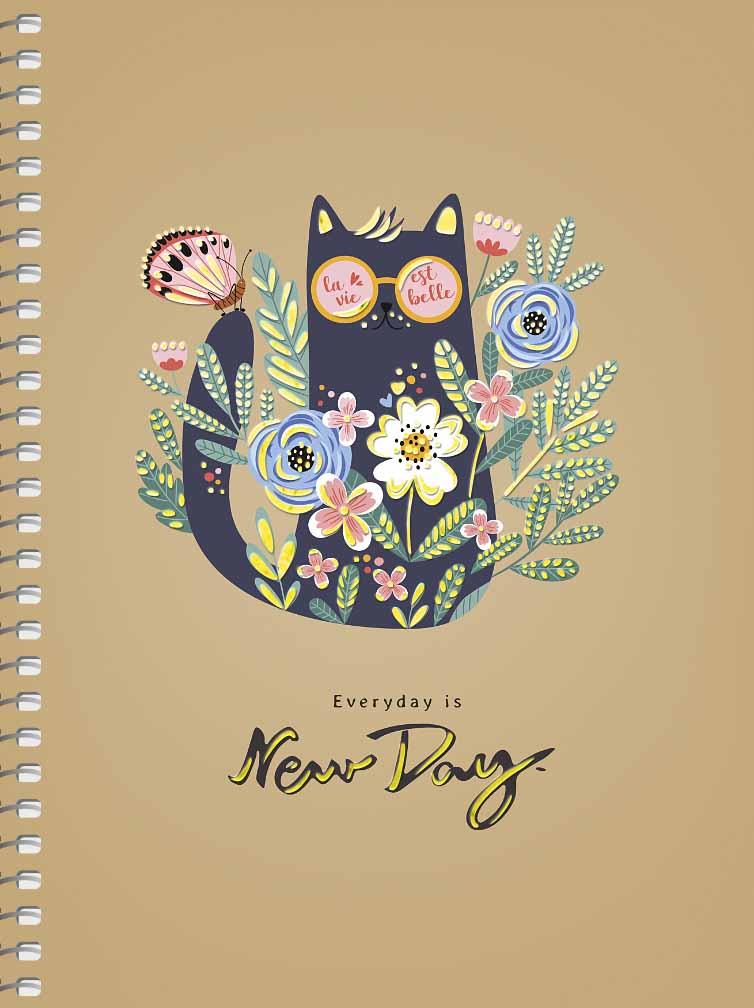 Блокнот на спіралі В6 Ш. "Крафт" 80 кремових листів # №6106 (12288) (картонна крафтова фольгована об, фото 1