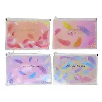 Папка з бігунком zip-lock А4+ КНР №2400-А4 "Сипучі блискітки. Пір'я" розширена