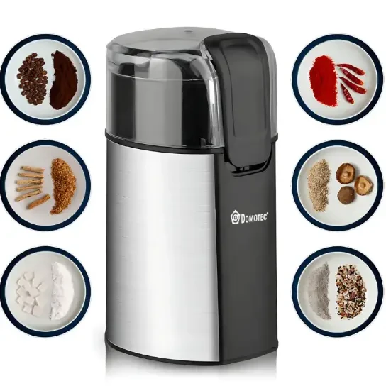 Електрична кавомолка Domotec MS-7123 для кави та спецій, метал, 300 Вт. Ножева кавомолка.