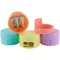 Точилка з контейнером KUM №208 "Pastell" подвійна кругла асорті пастельних кольорів