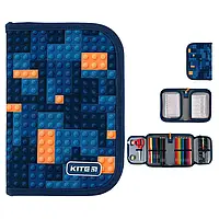 Пенал-книжка наповнений Kite №24-622Н-8 "Blocks" на 1відділення з 2 відворотамми