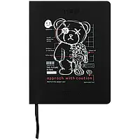 Щоденник шкільний Kite А5 №25-283-1 (56800) "Bear" чорний (PU гнучка обкладинка зі сліпим тисненням)
