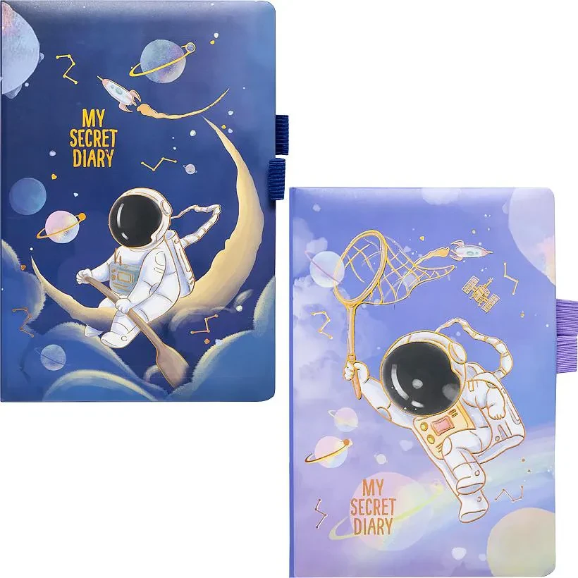 Блокнот на гумці А5 КНР 80 листів # №6600-12Х (30086) "Астронавт" (тверда обкладинка з поролоном), фото 1