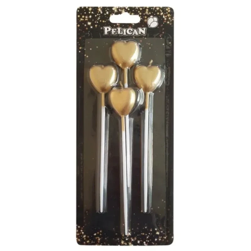 Свічки для торта Pelikan "Серце" 4 штуки золоті №868601, фото 1