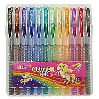 Набір ручок гелевих JO №9838 "Unicorn" (1,0) з блиском 12 кольорів у пластиковому пеналі