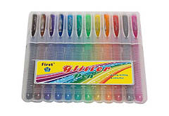 Набір ручок гелевих ароматизованих First №919 "Glitter" (1,0) з блиском 12 кольорів у пл. футлярі