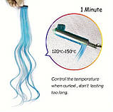 Накладні пасма на шпильках-кліпсах для волосся 55,8 см 5 шт Синій колір термостійке волокно, фото 4