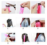 Накладні пасма на шпильках-кліпсах для волосся 55,8 см 5 шт Синій колір термостійке волокно, фото 5