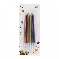 Свічки для торта JO "Long" №DSCN1282 6 штук * 11мм перламутрові