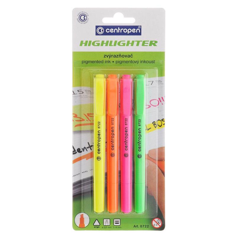 Маркери текстові Centropen №8722/04 4 кольора у блістері, фото 1