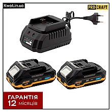 Набір акумуляторів Procraft 20 В 2 Ач та зарядного пристрою Procraft PBC-set1