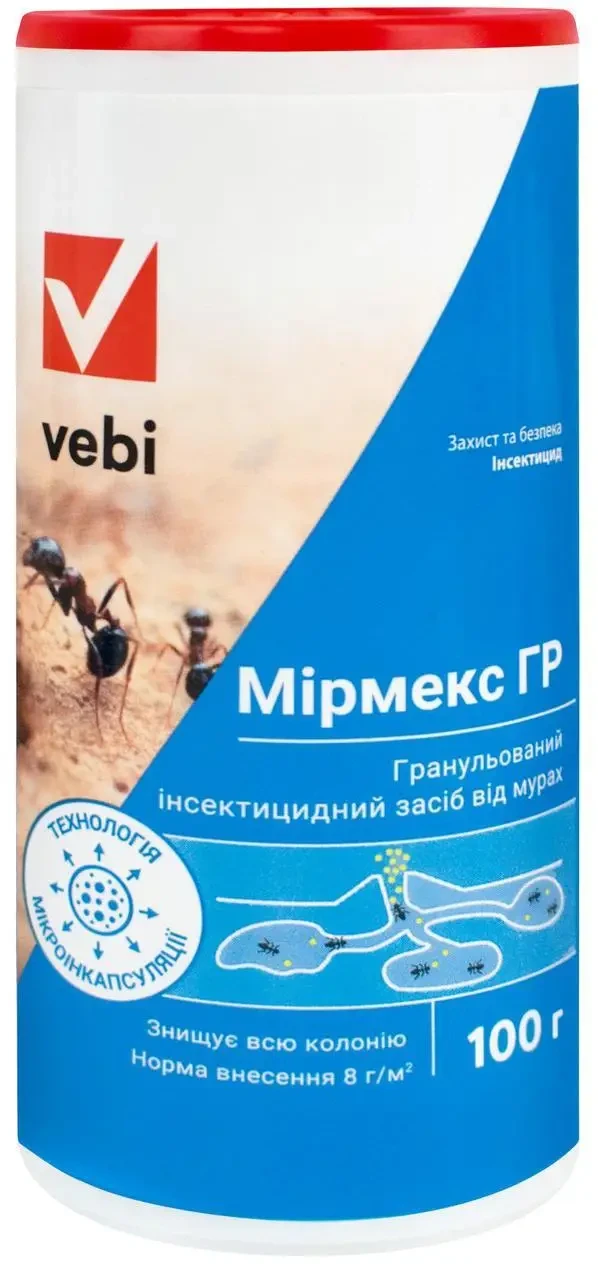 Від мурах у домі — Vebi Мірмекс GR 100 г: гранули-приманка, швидке знищення колоній, просте внесення, фото 1